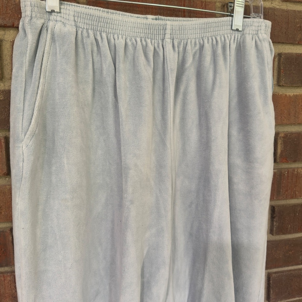 Alfred Dunner Terry Cloth Pants Womens 12 Light Blue Pull-On Lounge Trousers
